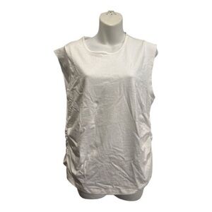 Rachel Zoe White Sleeveless Crewneck Tank in size XL with side ruching